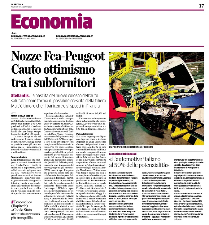 Nozze FCA-Peugeot: cauto ottimismo tra i subfornitori 1