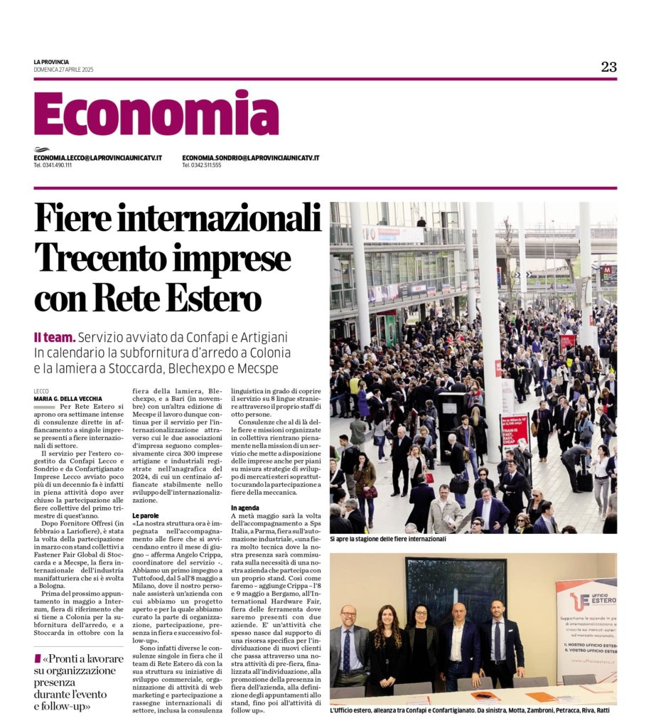 Fiere internazionali Trecento imprese con Rete Estero 1