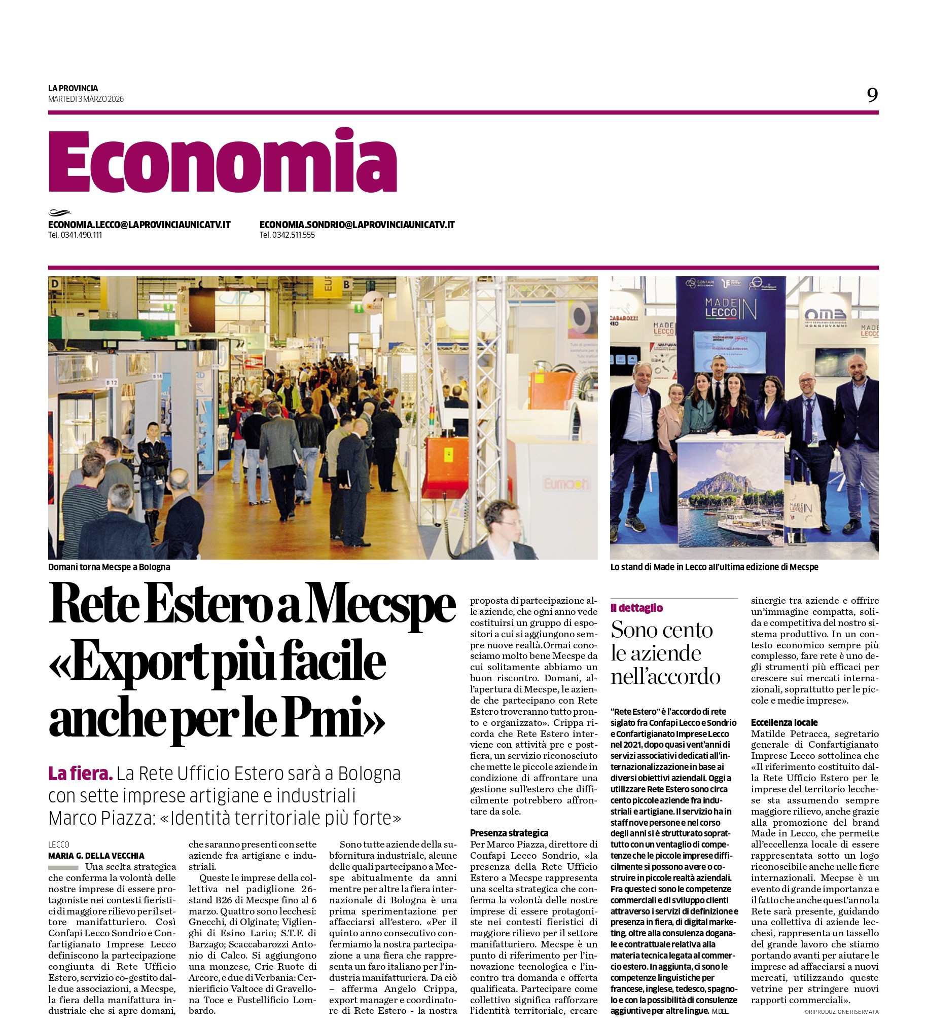 Rete Ufficio Estero a Mecspe: rassegna stampa