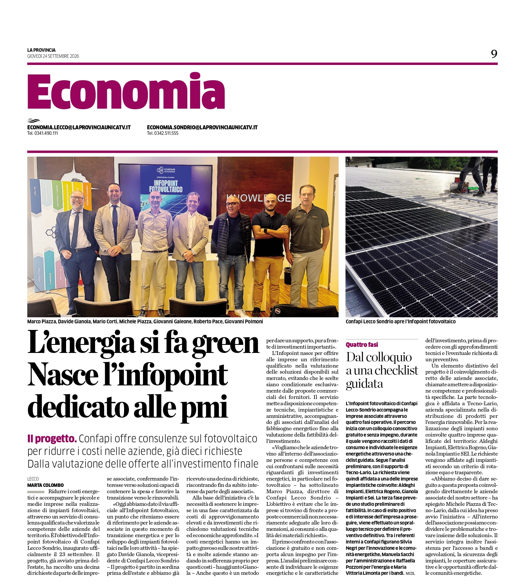 Infopoint fotovoltaico: rassegna stampa